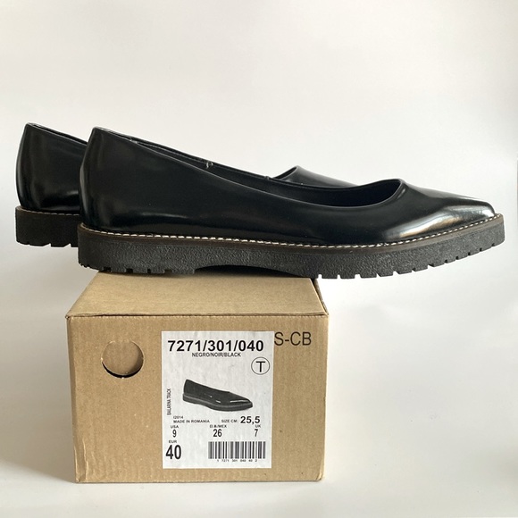 Zara Trafaluc black lug sole pointy flats, size 40 (size 9) - Picture 5 of 5